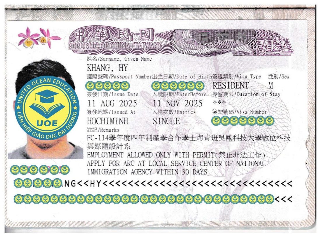 Visa du học Đài Loan của học sinh UOE